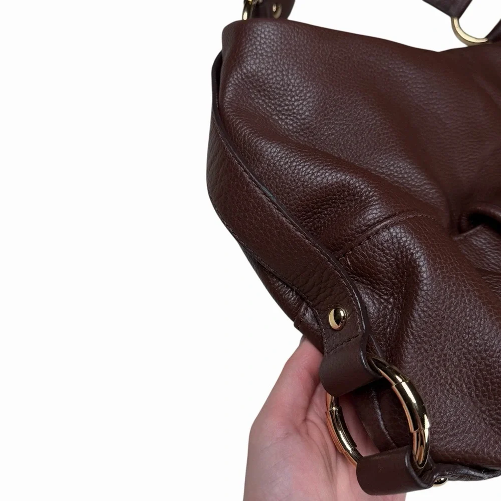 Michael Kors Pebbled Leather Hobo Handbag Shoulder Bag in Brown, Gold Hardware‎